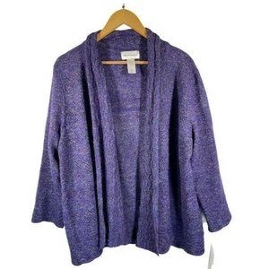 Alfred Dunner Womens Cardigan Sweater Purple Large